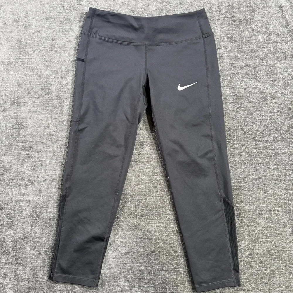 Nike Dri Fit Women's Size XS Running Tights Athletic Pants Black Crop CD8214-010